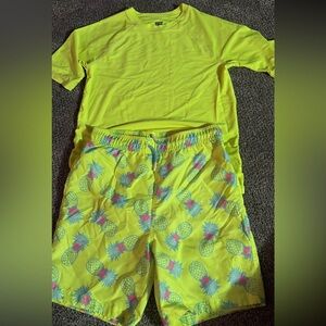 Bright Pineapple Kids Swim Trunks